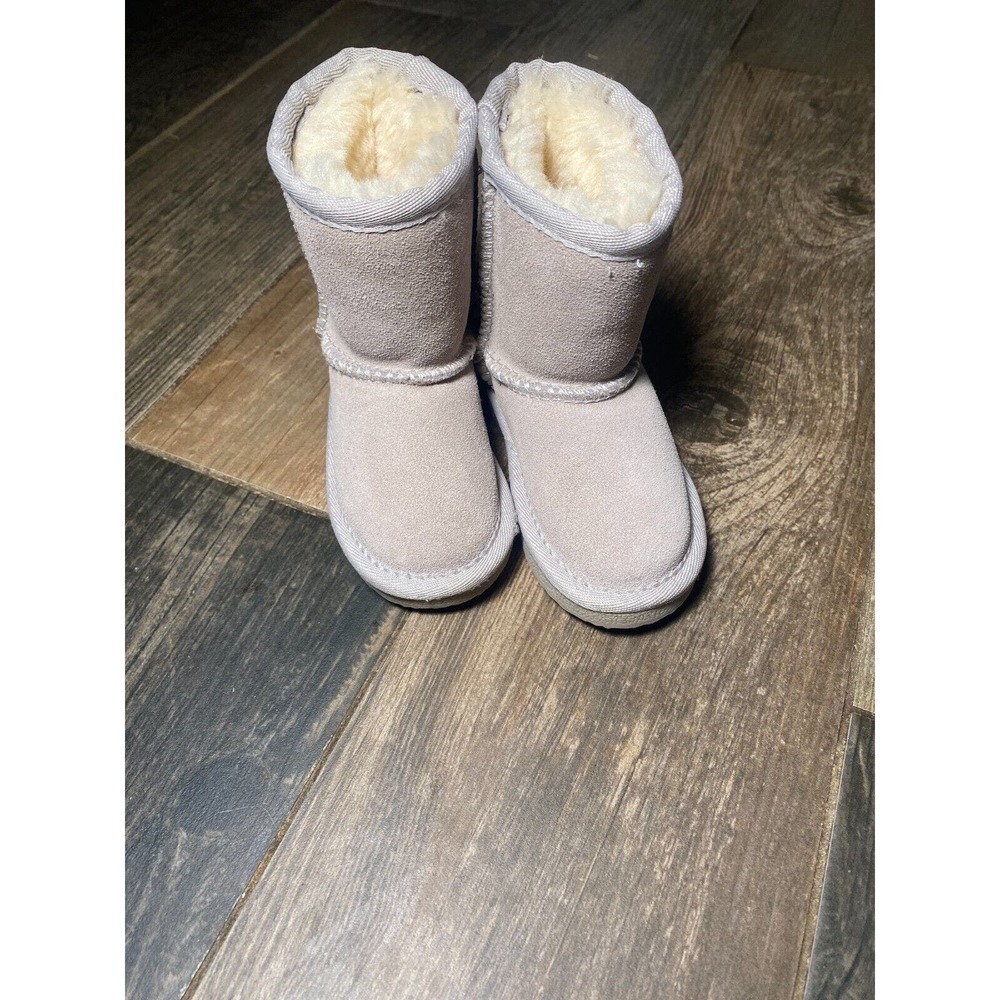 LAMO Toddler girl size 6 Gray Suede Fleece Lined Pull-On Winter Boots